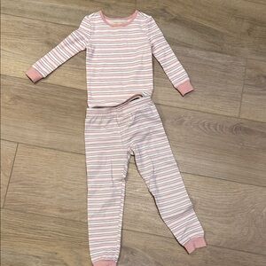 Copper Key Pink and White Striped Kids Pajama Set